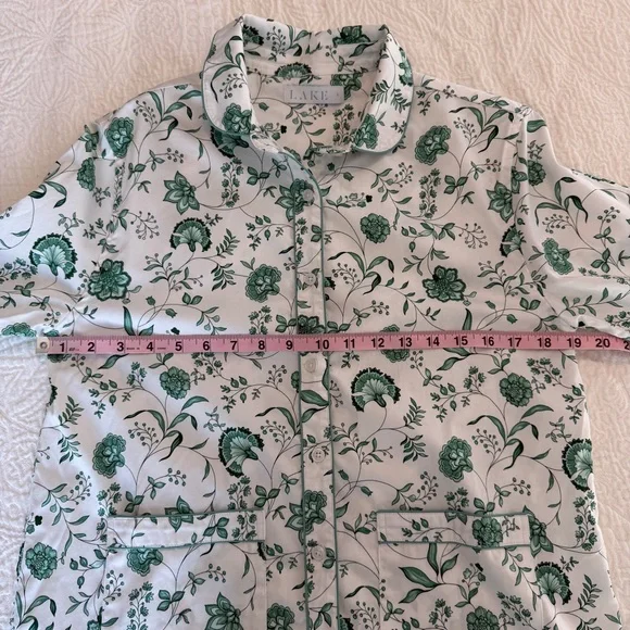 LAKE Pajamas Poplin Piped Pants Set in Meadow Vines Cotton Small NEW - Picture 7 of 8